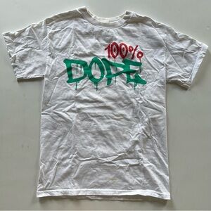 100% Dope White Graffiti T-shirt - Size S
